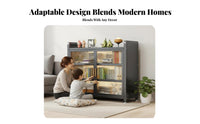particle-proofresistant Multi-Tier Cupboard with Fluted Doors Sturdy Construction bookshelf Large Capacity Storage Cabinet adaptable for Book Lovers, Homeowners, Interior Design aficionados, Living Room, Study, Home Office, Bedroom