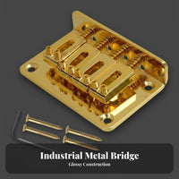 Adjustable Saddles 4 String Hardtail Bridge Long-Lasting Metal Construction 4 String Fixed Bridge Chrome Finish Electric Guitar Tailpiece Easy to Assemble for DIY Enthusiasts, Guitarists, Musicians, Upgrading Guitars, Workshop, Music Studio