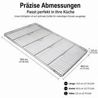 Stainless Steel Cake Cooling Rack, Grid Rack with 1.5cm Feet, Rectangular Cooling Rack for Baking, Roasting, Cooling, Polished