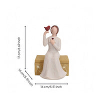 Removable Lid Figurine Jewelry Box Floral Relief Girl Figurine Box Desktop Display Home Decor