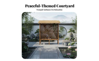 Wooden Tea House Solid Wood Thatched Roof Gazebo Rustic Design Japanese Design Pergola for Homestay Managers, Homeowners, Courtyard, Backyard, Patio