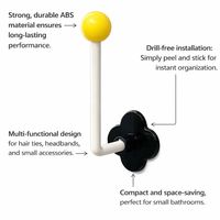 Hair Tie Holder for Wall Mount, Strong Adhesive Accessory Organizer for Women, Clip Hooks for Towels in Shower, ABS Heavy Duty 1-3kg