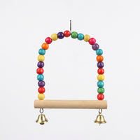 Parrot Toy Colorful Wood Arch Bird Perch, Hanging Bell Parrot Swing with Anti Slip Grip, Pet Bird Essential Supplies for Entertainment 138 characters