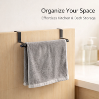 Wall-Mounted Towel Rack and Door Hanging Bar for Kitchen Organization, Stainless Steel Single Cloth Holder for Bathroom