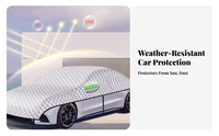Waterproof Half Car Cover Dustproof Automotive Sunshade Cover Heat Insulation for S Owners, Drivers, Outdoor Parking, Carport, Driveway