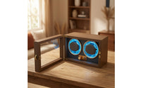 Wooden Automatic Watch Winder Quiet Two-Watch Watch Winder Compact Box Transparent for Office