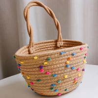 Rope Laundry Basket, Woven Laundry Hamper with Handles, Toy Storage for Nursery & Living Room, Bohemian Decor