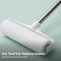 Tear-remove Sheets Long-Handled Sticky roll Multi-Surface Use Long-Handled fuzz sticky roll Extendable Handle Household Cleaning Tool With shielded Cover for Pet Owners, homeowners, Tall People, Bedding, Floors, Bedroom, Carpets
