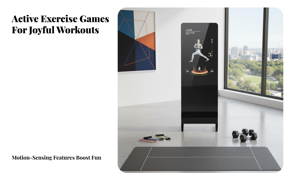 Smart Exercise Mirror Motion-Sensing Games Full Length Workout Mirror Family Friendly Electronic Fitness for Beginners, Families