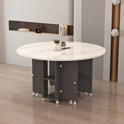 1 Collapsible Kitchen Table Convertible Dining Table Set Extendable Kitchen Table with Storage Folding Dining Table Movable Structure Built-in Storage Suitable for Small Apartments Homes Gathering