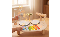 Musical Activity Table Multifunction Toy Drum Set with Xylophone Comprehensive Music Center with Mallets for Young Children, Kids, Playroom