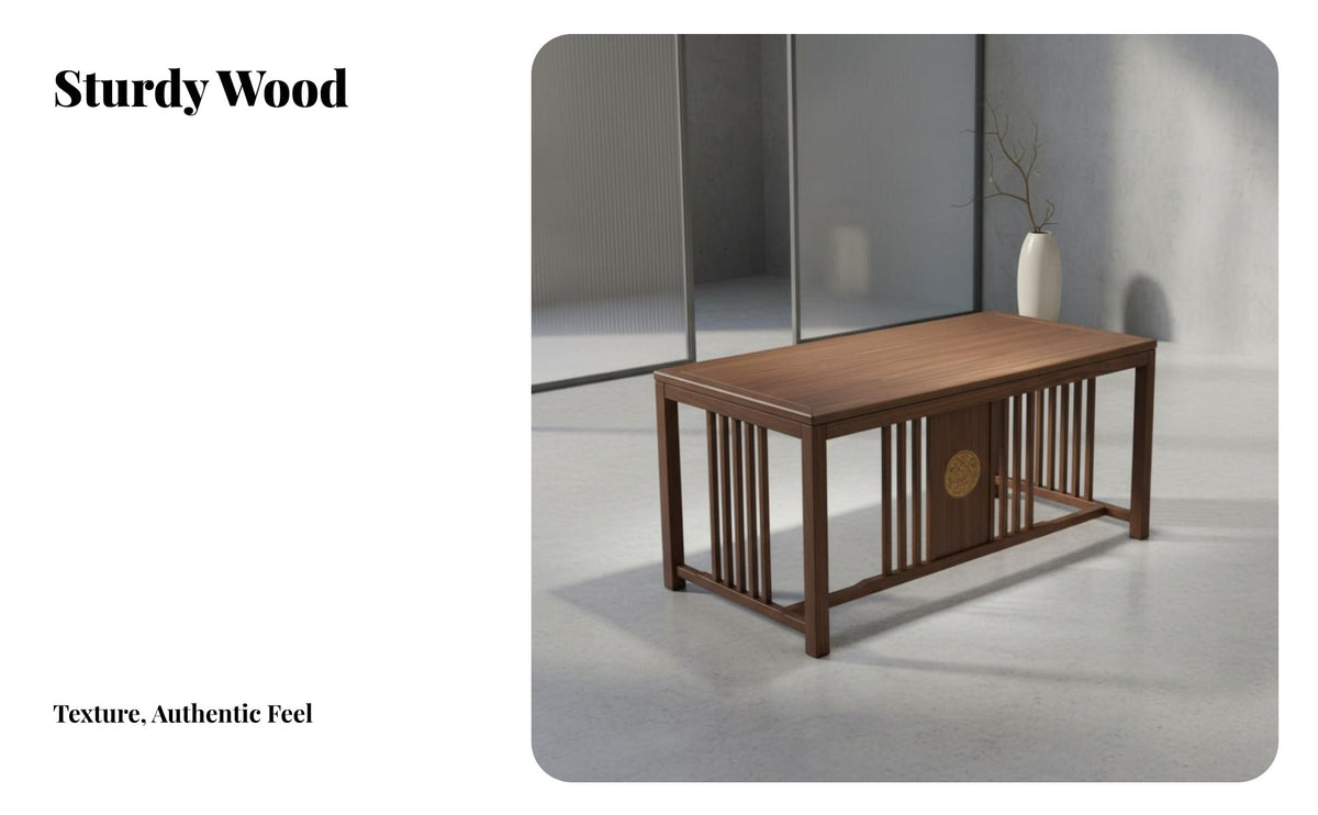 3 Pieces serene design Low Wooden Table with Two Stools space-saving Design Tea Ceremony Set Minimalist Aesthetic Small Seating Group Traditional Craftsmanship for Apartment Dwellers, Meditators, Balcony, Living Room, Office, Meditation Corner