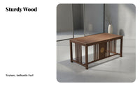 3 Pieces serene design Low Wooden Table with Two Stools space-saving Design Tea Ceremony Set Minimalist Aesthetic Small Seating Group Traditional Craftsmanship for Apartment Dwellers, Meditators, Balcony, Living Room, Office, Meditation Corner