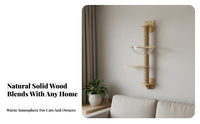 Solid Wood Wall Mounted Cat Climber Space-Saving Wall-Mounted Cat Climber Set Sturdy and Long-Lasting Pet Supplies Easy Installation for Apartment Dwellers, Small Areas, Along Walls, Living Room, Bedroom