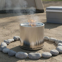 Heat-Resistant Stainless Steel Wood Heater Long-Lasting Camping Bonfire Bowl Easy to Clean Round Charcoal Heater for Picnic, Barbecue