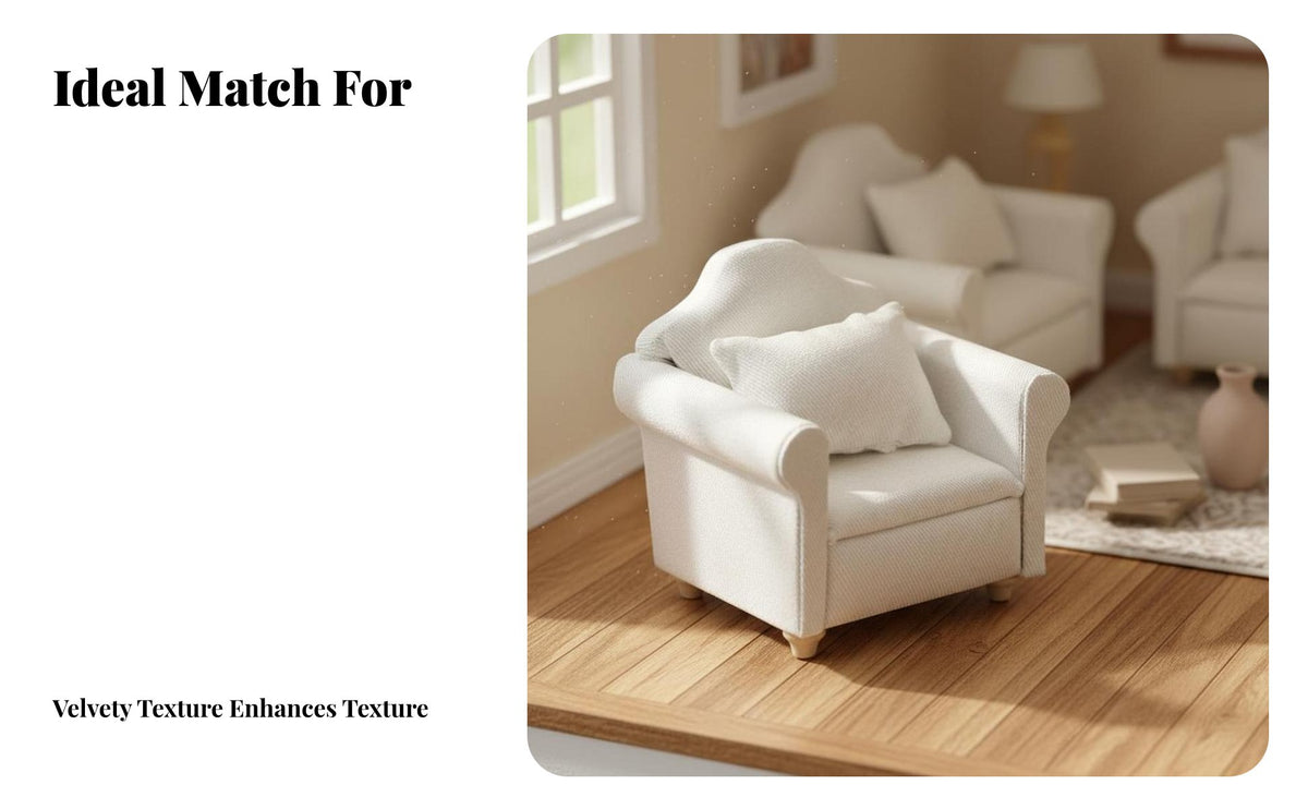 3 Pieces 1:12 Scale Dollhouse Sofa Realistic Design 1:12 Scale Sofa Set Detailed Craftsmanship White Textile Dollhouse Couch Set for Crafters