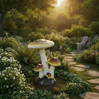 Mushrooms Figurine Glazed Mushrooms Statue Bright Decor for Gardeners, Homeowners, Courtyard