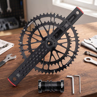 Double Chainring Crankset CNC Machined Crankset with Bottom Bracket Aluminum Alloy Crank Arm Set for Road Bikers, Cyclists