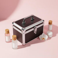 Portable Tool Case Lockable Latch Locking Makeup Train Case Easy to Clean Aluminum Frame Storage Box for Technicians, Home, Work