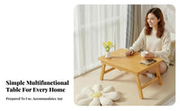 Space-Saving Folding Floor Table Easy Storage Foldable Bed Tray Multipurpose Portable Desk Multi-Purpose for Students, Telecommuting Workers, Bay Window, Bedroom, Living Room, Outdoor