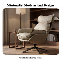 Modern Design Upholstered Swivel Armchair Soft Upholstery Lounge Chair Ergonomic Design Indoor Furniture High Back Support for Readers, Adults, Homeowners, Living Room, Balcony, Reading Nook, Bedroom