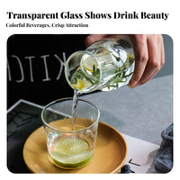 2-in-1 Design Glass Carafe with Tumbler Lid Crystal Clear Glass Beverage Pitcher Set Easy to Clean for Guests, Kitchen, Guest Room, Bathroom