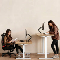 Height-Adjustable Desk White Frame Electric Standing Desk Wide Flat Feet