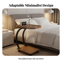 Minimalist Design C-Shaped Table Space-Saving C-Shaped Tiered Table Multi-Functional Nightstand Stable Frame for Apartment Dwellers, Homeowners, Students, Living Room, Bedroom, Small Areas, Home Office