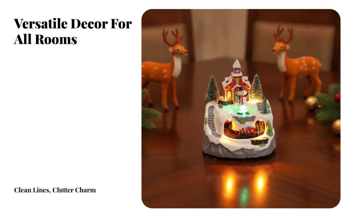 Musical Rotating Musical Box | double USB and Power, Musical Box with Village Scene, for Tabletop