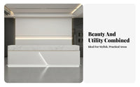 Modern Reception Desk Sturdy Construction Marble Pattern Service Desk Sturdy Structure Front Counter with Storage for Receptionists, Company Entrance