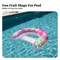 Thickened PVC Dragon Fruit Pool Buoy Double Handles U-Shaped Buoy Ing Chair Leak-Proof Valve for Adults, Family, Beach, Lake