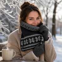 Women's Knitted Fair Isle Christmas Scarf Double-Sided Warm Neck Warmer