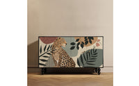 Cabinet with Doors Decorative Floor Cabinet Printed Credenza for Living Room, Entryway