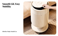 Rolling Garbage Can with Lid Large Capacity Pedestal Trash Can with Wheels Easy to Clean Lidded Wastebasket on Wheels for Living Room, Bedroom, Office