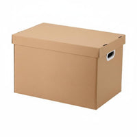 Large Capacity Lidded Paperboard Container with Handles adaptable Corrugated Shelf Box Recyclable and Reusable Household Storage Foldable for Gift Givers, Home Organizers, Moving, Bedroom, Closet, Office