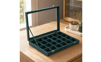Transparent Cover Velvet Jewelry Box Metal Clasp Display Jewelry Box Flocked Textile Accessory Storage Rectangular