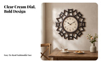 Openwork Radiating Wall Clock Antique Finish Round Wall Clock Textured Home Decor Decorative