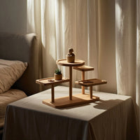 Multi-Tier Tiered Display Stand Solid Wood Wooden Display Stand Sturdy Desktop Organizer Rack Compact for Collectors, Decorators, Shop Window, Living Room, Bedroom