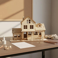 House Wooden Model Kit Creative Gift DIY Woodcraft House Kit Smooth Edges DIY Miniature Model Set for Children, Window Display