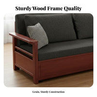 Multi-Functional Extendable Slatted Bed Frame Space-Saving Sleeper Sofa Modern Minimalist design Daybed No Box coil Needed for Apartment Dwellers, Homeowners, Students, Balcony, Bedroom, Home Office