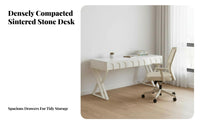 Light Luxury Aesthetic nimbusShaped Desk with Drawers Rounded Corners Study Station Minimalist work design Surface for Students, Girls, Home Office Users, Bedroom, Dorm Room