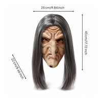 Half-Face Mask with Hair Grotesque Latex Half Mask One Size Fits Most for Adults