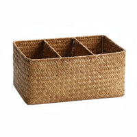 Woven Compartment Basket Natural Look Woven Divided Basket Handmade for Students