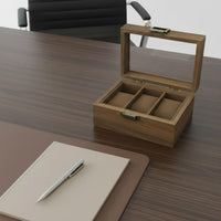 Watch Display Box Hinged Lid Clear Glass Top Watch Box Dust Protection