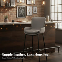 Comfortable Padded Seat Light Luxury Bar Stool Built-in Footrest Modern High Stool Curved Backrest Upholstered Bar Chair Ergonomic Back Support for Cafe Owners, Homeowners, Interior Designers, Counter, Restaurant, Dining Room