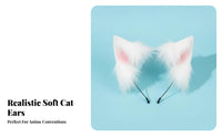 Faux Cat Ear Headband and Tail Handmade Creature Ears Headband and Tail Canine Costume Accessories Realistic Appearance