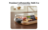 Sturdy Wood Construction Rectangular Wooden Tray Lid Portable Large Wooden Serving Platter Gift Ready Party Food Tray Artisanal for Charcuterie Enthusiasts, Homeowners, Camping, Outdoor, Home Entertaining, Picnics