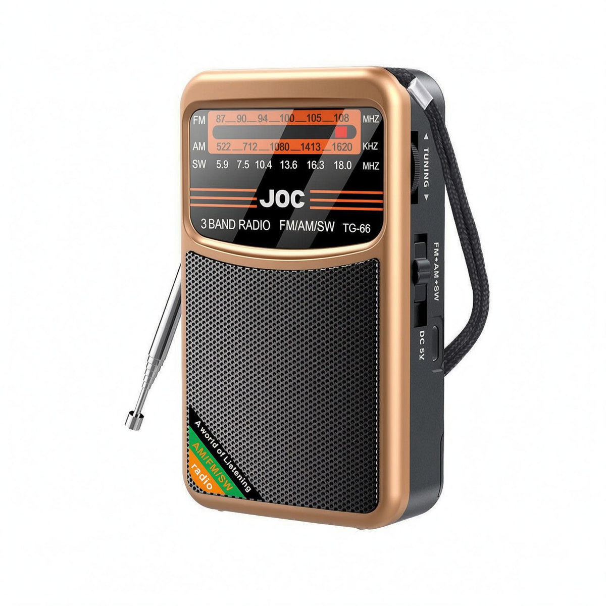 Multi-Band Mini Rechargeable Radio Telescopic Antenna AM/frequency Modulation Pocket Radio Wrist Strap