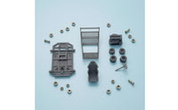 1/64 Scale Mini Shopping Vehicle Model Slatted Slatted Sides Assembly Vehicle Model Four Wheels Mini Supermarket Trolley Gray