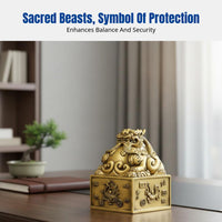 Brass Four Sacred Beasts Figurine, Chinese Mythology, Desktop, Living Room, Office Decor